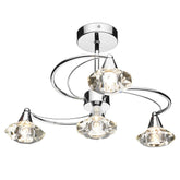 Luther 4 Light Semi Flush Polished Chrome Crystal Dar Lighting